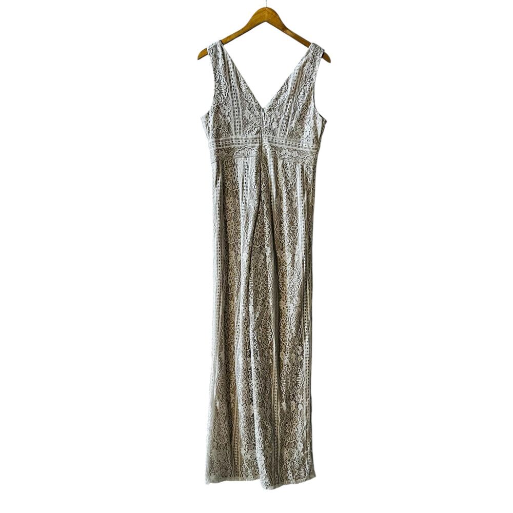 Fashion Nova So In Love Lace Sleeveless Jumpsuit Size L Large Ivory - Picture 3 of 8